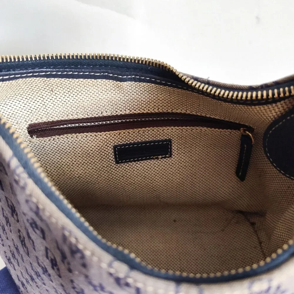 Vintage Dooney &‎ Bourke Bag Signature Y2K 90S Blue Gray Dust Bag Canvas Leather